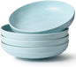 HAPPY KIT Stoneware Pasta Bowl Set of 4, 9'' Large Salad Bowls,42 Oz, Reactive Glaze Serving Bowls, Microwave Dishwasher Safe, Ocean Current Blue