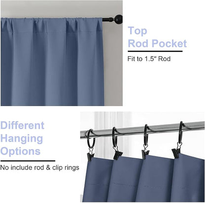 Simplebrand Ava Denim Blue Short Blackout Curtains - Image 3