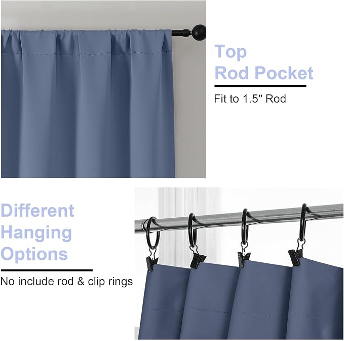 Simplebrand Ava Denim Blue Short Blackout Curtains - Image 3