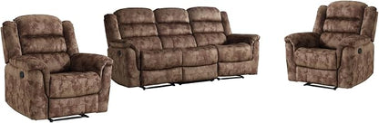 EBELLO 3 Pieces Reclining Living Room Set, Soft Fabric Manual Recliner Sofa - Image 8