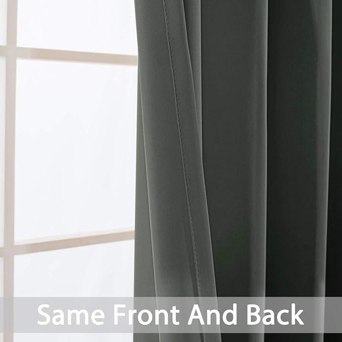 Yakamok Room Darkening Curtains 52x108 inch Length Dark Grey-Living Room | 2 - Image 5