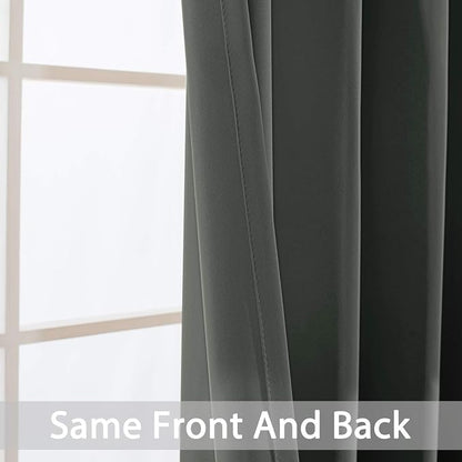Yakamok Room Darkening Curtains 52x63 inch Length Dark Grey-Living Room | 2 - Image 6