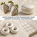 Bulk 20g White Edible Glitter for Drinks | Premium Edible Glitter for Cakes, Cocktails, White Cake Decorating Decorations Food Grade, Vegan, Kosher, Halal, Gluten Free - Made in USA