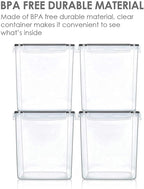 Vtopmart Food Storage Containers 2.5L / 84.5oz, 4 Pieces BPA Free Plastic Airtight Canister for Flour, Sugar, Baking Supplies, with 4 Measuring Cups and 24 Labels, Black