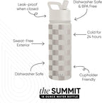 Simple Modern Kids Water Bottle with Straw Lid Vacuum Insulated Stainless Steel Metal Thermos Bottles | Reusable Leak Proof BPA-Free Flask for School | Summit Collection | 18oz, Checkmate