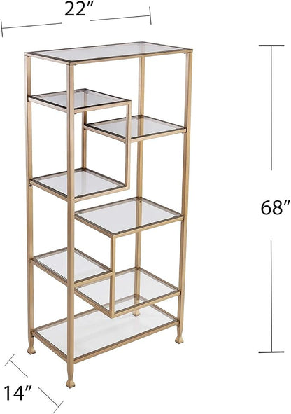 SEI Furniture Jaymes Metal/Glass Asymmetrical Étagère/Bookcase - Image 3