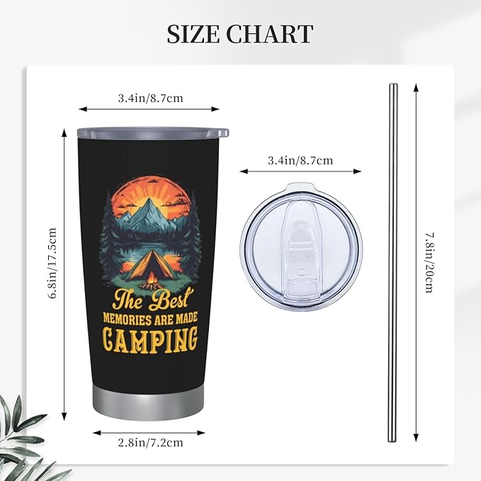 Camping Gifts for Men Women Tumbler 20oz, Camper Gifts Coffee Cups, Camp Essentials, Camp Accessories, Gift for RV Owners, Campsite Outdoors RV Travel Lovers Mug