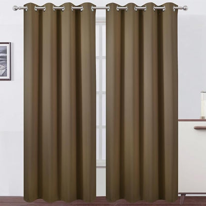 Blackout Curtains 52 x 84 inches Long Brown Curtains Set of 2 Panels Thermal by Lemomo