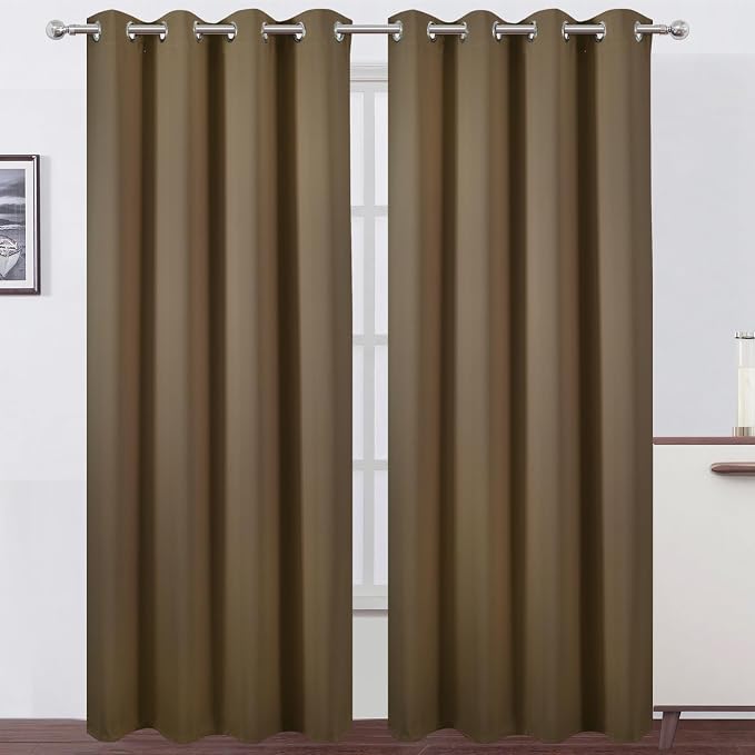 Blackout Curtains 52 x 108 inch/Brown Curtains Set of 2 Panels/Thermal by Lemomo