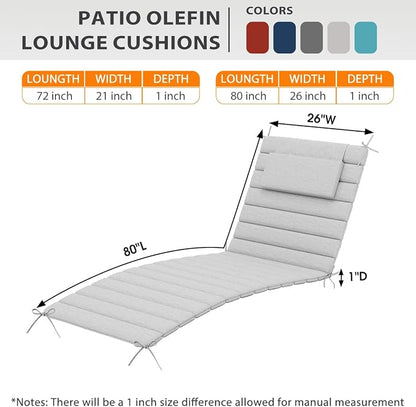 Sundale Outdoor Olefin Quilted Lounge Cushion Set of 4, Patio Foldable Chaise - Image 3