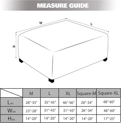 NeColorLife Square Ottoman Cover Jacquard Fabric Slipcover Thick Stretchable - Image 4