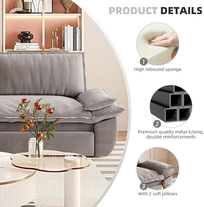 KEIKI 73.2" Queen Sleeper Couch, 3-in-1 Convertible Pull Out Sofa Bed - Image 4