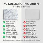 KC KULLICRAFT 8×12 White Marble Cheese & Charcuterie Serving Board – Natural Marble Cutting Board & Pastry Slab with Non‑Slip Feet – Premium Stone Kitchen Tray Gift.
