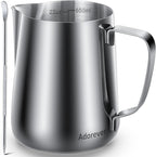 Milk Frothing Pitcher, 22oz 650ml Milk Frother Cup Stainless Steel Steaming Pitcher, Coffee Bar Cappuccino Espresso Machine Accessories Barista Tools, Metal Steamer Cup Mug Milk Jug with Latte Art Pen