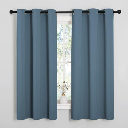 NICETOWN Smoky Blue Blackout Curtains 45 inches Length by NICETOWN