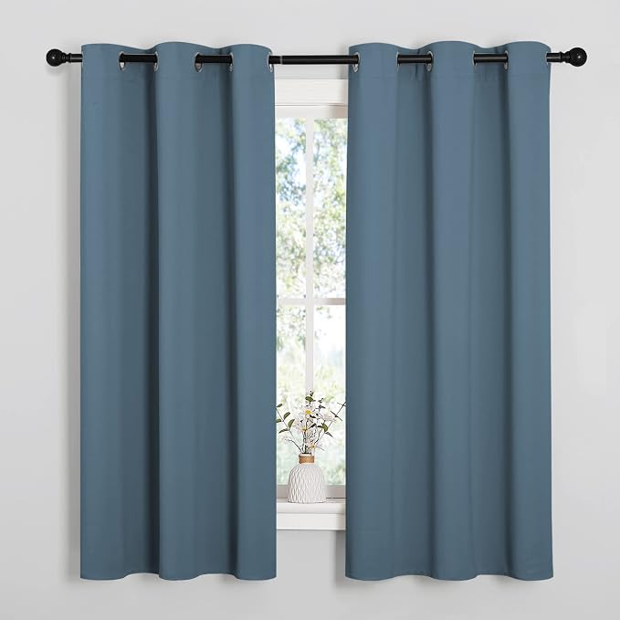 NICETOWN Smoky Blue Blackout Curtains 48 inches Length by NICETOWN