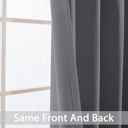 Yakamok Grey Room Darkening Curtains 62x72 inch Gray Grommet-Living Room | 2 - Image 6