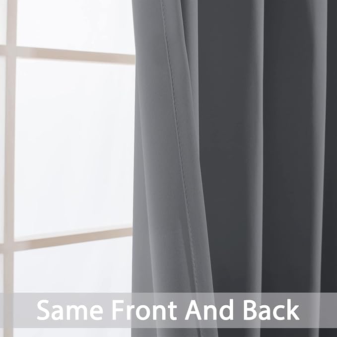 Yakamok Grey Room Darkening Curtains 62x84 inch Gray Grommet-Living Room | 2 - Image 3