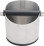 Espresso Knock Box, Stainless Steel Coffee Grounds Knock Box, With Removable Knock Bar and Non-Slip Rubber Base (Silver)