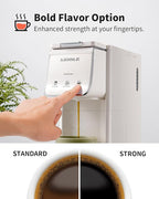 Hot & Iced Coffee Maker for K-Cups & Ground Coffee, Single-Serve Brewer with Bold Setting, Reusable Filter, Travel Mug Friendly, Compact & Quick Brew, White