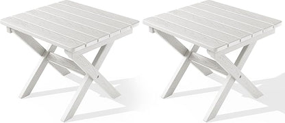 SERWALL Folding Outdoor Side Table Set of 2, Portable Adirondack Side Table by SERWALL