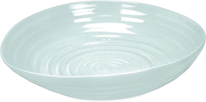 Portmeirion Sophie Conran Celadon Pasta Bowls - Set of 4, 9 Inch Fine Porcelain Ripple Design Dinnerware for Pasta, Salad & Soup - Microwave, Dishwasher, Freezer & Oven Safe