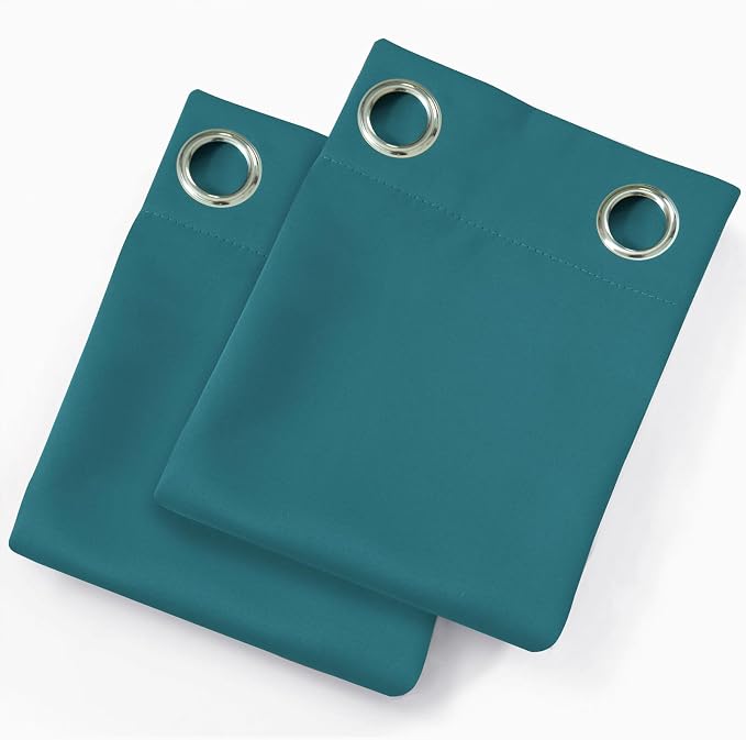 Sea Teal Blackout Curtains 34 x 63 Inch Length/Set of 2 Curtain Panels/Thermal - Image 9