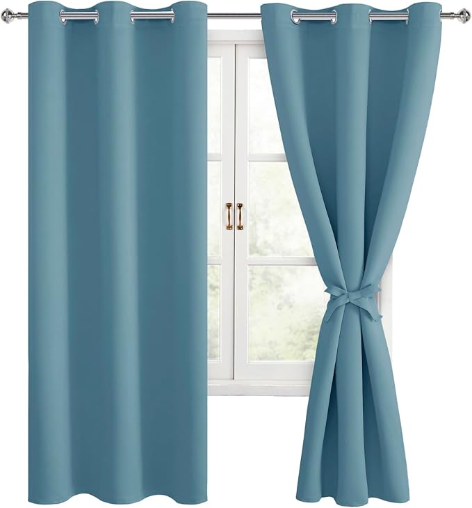 Blackout Curtains for Bedroom, Stone Blue, 42 x 72 Inch, 2 Panels | Noise by Hiasan