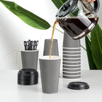 Restaurantware 16 Ounce Ripple Wall Disposable Coffee Cups, 500 Insulated Gray Paper Tumblers with Rolled Rim Design, Lids Sold Separately for Hot Drinks like Tea, Hot Chocolate and More