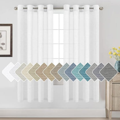 H.VERSAILTEX Natural Linen Semi Sheer Curtains Soft Semi Sheer Curtain Panels by HVERSAILTEX
