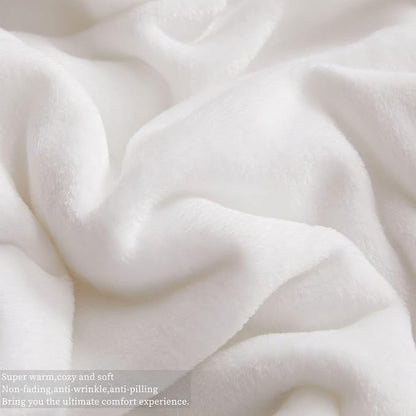 KMUSET Fleece Blanket White Queen Size Lightweight Cozy Plush Microfiber Bed - Image 4