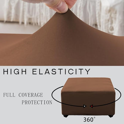 Super Stretch 40x40x15 inch Square Ottoman Cover- Soft Form Fit Ottoman Cover - Image 5