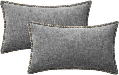 MIULEE Decorative Lumbar Throw Pillow Covers 12x20 Inch Dark Gray 2 Pack | - Image 6