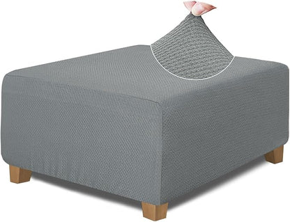 NeColorLife Square Ottoman Cover Jacquard Fabric Slipcover Thick Stretchable by NeColorLife