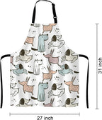 Cartoon Dogs Apron for Women and Men, Adjustable Kitchen Chef Apron for Cooking Baking - Cute Birthday, Anniversary, Mother's Day Apron Presents for Mom Wife Girlfriend Aunt Grandma