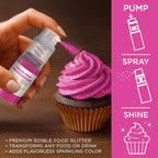 Bakell - Neon Pink Tinker Dust (4g, 1x Mini Spray Pump) Edible Glitter for Food, Desserts, and Beverages!