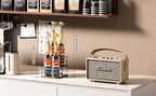 4 Bottle Capacity Coffee Syrup Organizer 2 Tier Coffee Syrup Stand Shelf for Coffee Bar Kitchen Small Wine Rack for Bar Family Storage for Syrup Wine Dressing