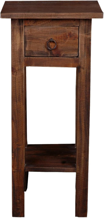 Pemberly Row Cottage Narrow Wood Side Table, Raftwood Brown and Antique Iron - Image 3