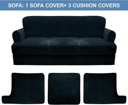 CUCRAF T Cushion Sofa Cover 4 Piece Slipcovers, Soft Thick Velvet Couch Cover - Image 5