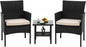 FDW 3 Pieces Patio Furniture Set Outdoor Wicker Bistro Sets Modern Rattan Chair by FDW