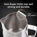 Milk Frothing Pitcher Steaming Pitchers Stainless Steel Milk/Coffee/Latte/Cappuccino Steam Pitchers Milk Jug Cup (350ml/12oz Single)