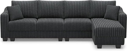 Belffin Sectional Couch with L-Shape Chaise L Shaped Couch with Ottoman - Image 9