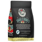 Bones Coffee Company Jingle Bones, Caramel Vanilla Coconut Flavored Coffee, Medium Roast Low Acid Arabica Beans Compatible with Auto drip and French Press Coffee Maker, 12 Oz Ground