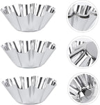 Mikinona 6pcs Stainless Steel Flower Tart Pans Non-stick Tart Muffin Cups for Baking Desserts for Cupcakes Egg Tarts and Diy Parties