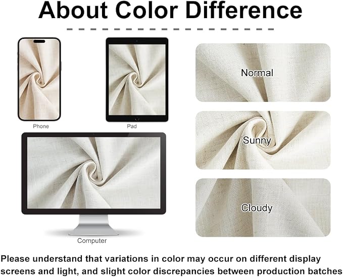 Vision Home Natural Pinch Pleated Full Blackout Curtains Linen Blended Room - Image 7