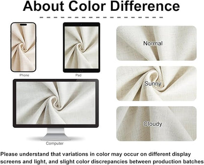 Vision Home Natural Full Blackout Curtains Linen Blended Darkening Window - Image 8