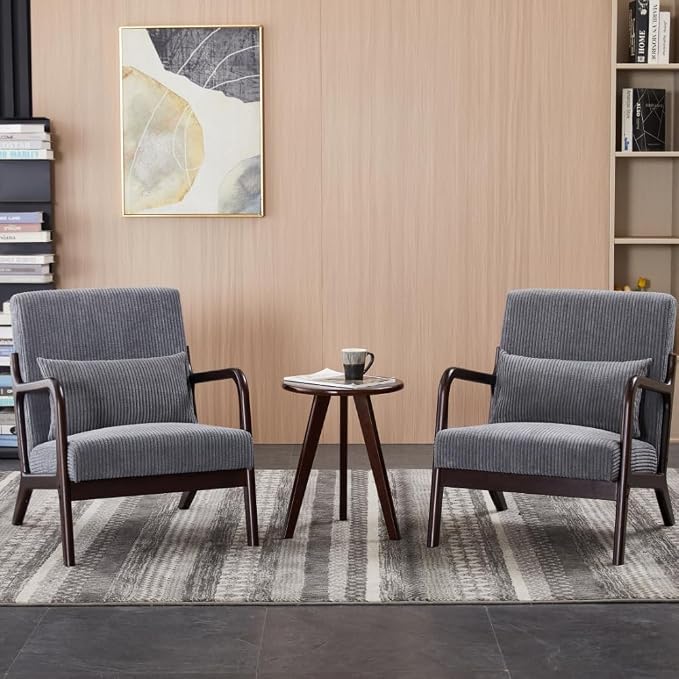 Hanuq】Mid-Century Modern Accent Chair&Coffee Table Set, Vintage Luxury Style - Image 9