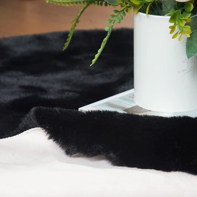 ORINOVA Round Rugs 6ft Faux Rabbit Fur Rug Fluffy Rug - Image 5