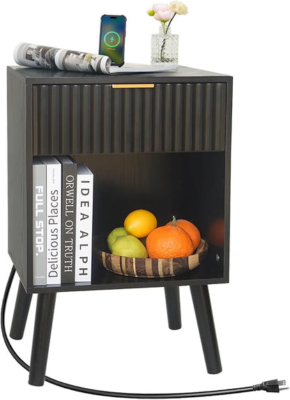 Fultyle Fluted Black Nightstand by Fultyle