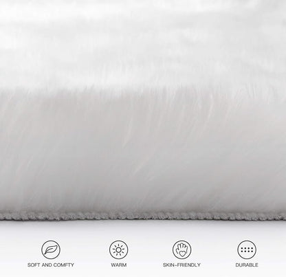 SERISSA 2x4 Fluffy White Faux Sheepskin Shaggy Rug - Image 5